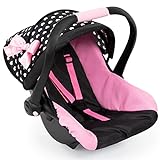 Bayer Design Dolls: Deluxe Car Seat: Hearts Black & Pink - Pretend Play Accessory for Dolls/Plushes Up to 18', Ages 3+, Large