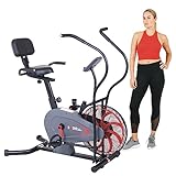 Body Rider Exclusive Air-Resistance Fan Bike Curve-Crank Technology Sport-Style Seat Open Air Flywheel Variable Manual Resistance Control Integrated Pulse Sensors Connected Digital Monitoring Console with LCD Display Plus Media Holder BRF855
