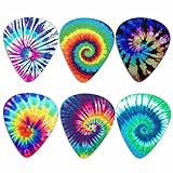 Dolyues Guitar Picks Colorful Style Guitar Pick for Acoustic Guitar Electric Guitar Ukulele 6 Pcs Set Trendy for Men Women Kids, Protect Your Hands, Tie Dye in Variety Colors