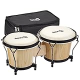 RockJam 7' and 8' Bongo Drum Set with Padded Bag and Tuning Key, Natural