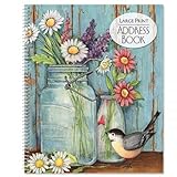 Current Large Print Jar Address Book by Susan Winget - Large Print Address Book, 56 Pages, Big 7 inch by 8-1/2 inch, Spiral-Bound, Easy Reading Legible Print Forms