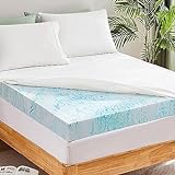 Timimi Memory Foam Mattress Topper - 4 Inch Gel Cooling Mattress Pad for Queen Size Bed with Removable Washable Cover(21'' Deep Pocket) - Topper for Back Pain (CertiPUR-US Certified - White)