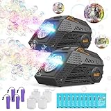 Abincee 2-Pack Bubble Machine,Automatic Bubble Blower with 4 Rechargeable Batteries 20000+ Big Bubbles Per Minute Toys for Kids Summer Outdoor Birthday Wedding Party(Black+Black)