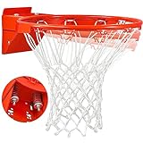 VosonBell Heavy Duty Breakaway Rim, Dual-Spring All-Weather Basketball Rim Replacement, 18' Professional Solid Steel Rims and Net for Indoor Outdoor Basketball Hoops Goal (Hooks Breakaway Rim)