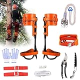 Rohseson Tree Climbing Spikes, Upgraded Tree Climbing Gear with 45# Steel Forging, Height Adjustable Tree Climbing Tool Set with Cowhide Leather, for Logging, Tree surgen, Hunting