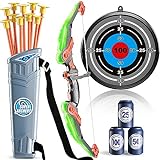 TEMI Bow and Arrow for 3 4 5 6 7 8 9 10 Year Old Kids Boys, LED Light Up Archery Toy with 10 Suction Cup Arrows, 4 Target & Quiver, Indoor Outdoor Activity Toys, Birthday Gift Toys for Kids Boys Girls