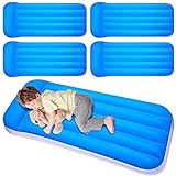 Hiboom 4 Pcs Kids Inflatable Airbed Portable Comfort Flocked Blow Up Airbed with Patch Kit Inflatable Mattress for Toddler Guests Home Camping Travel Housewarming Gifts (Blue)