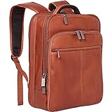 Kenneth Cole Reaction Manhattan Commuter Slim Backpack 16' Laptop Computer & Tablet Travel, Business, Work, School Bookbag, Cognac, Colombian Leather