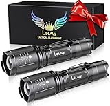 LETMY LED Tactical Flashlight S2000 PRO - 2Pcs Ultra Bright LED Flashlights High Lumens - Zoomable, 5 Modes Flashlights, Water Resistant Flash Light for Outdoor, Emergency - Gifts for Men & Women
