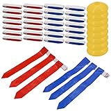 Flag Football Set, Includes 28 Belts, 84 Flags and 8 Cones, 14 Player Flag Football Belts and Flags Set, Easy Tear Away Belt for Kids or Adults Players (42 Red & 42 Blue Flags)