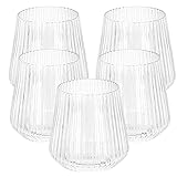 32 Count origami ripple Unbreakable Stemless Plastic Wine Champagne Whiskey Glasses Elegant Durable Disposable Indoor Outdoor Ideal for Home, Office, Bars, Wedding, 12 Ounce Cups