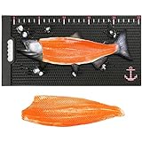 HHQ Fish Fillet Mat with Fish Measuring Sticker Portable Fish Cleaning & Cutting Board Grips Fish for Easy Filleting, Large 14'x28'