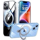 TORRAS Ostand Magnetic for iPhone 13 Case & iPhone 14 Case with Stand,[12FT Military Drop Protection][Compatible with MagSafe] Sturdy Kickstand Shockproof Slim Yet Protective Phone Case, Crystal Clear