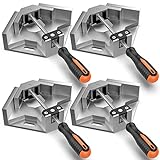 Right Angle Clamp, Housolution [4 PACK] Single Handle 90° Aluminum Alloy Corner Clamp, Clamps for Woodworking Adjustable Swing Jaw, Woodworking Tools Photo Frame Vise Holder, Gifts for Men Dad