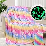Poemuphi Glow in The Dark Blanket - Soft Cozy Mermaid Throw Blanket for Girls, Ideal Gifts for Kids, 50'×60' Colorful