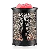 YUWENUS Electric Wax Melt Warmer Metal Wax Warmer for Scented Wax Fragrance Candle Oil Burner with 2 Light Bulbs Home Office Bedroom (Black)
