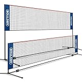 BOULDER Portable Badminton Net Set - for Tennis, Soccer Tennis, Pickleball, Kids Volleyball - Easy Setup Nylon Sports Net with Poles (Blue/Red, 10 FT)