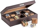 HOUNDSBAY Mariner Mens Watch Box Storage Case Holder, Watch Box for Large Watches, PU Leather Watch Box Organizer for Men, Watch Case for Large Watches, Wrist Watch Display Case, Watch Case Box Men