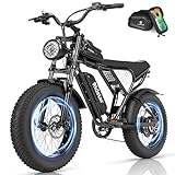 BENIFORE Electric Motorcycle, Electric Dirt Bike for Adults, 1000W, 25MPH, 48V 15AH Battery, Max 35 Miles, Full Suspension & Hydraulic Brakes & 7-Speed Gear, 20' Fat Tire Electric Bike for Adults