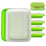 SDLDEER Seed Sprouting Tray, Microgreens Growing Trays Big Capacity Sprouts Growing Kit Soil-Free Sprouter Tray for Sprouting Seeds, Beans, Wheatgrass (Green-5)