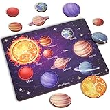 Zeoddler Upgrated Solar System Puzzle for Kids 3-6, Wooden Space Toys for Kids, Planets for Kids Preschool Learning Activities, Gift for Boys, Girls
