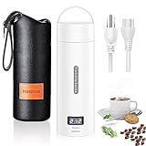 Haspsso Travel Electric Kettle Small Portable Mini Tea Coffee Hot Water Kettle Boiler for Travel & Work with Cup Bag, 304 Stainless Steel, 4 Temperature Controls, Auto Shut Off & Boil Dry Protection