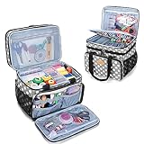 Luxja Large Sewing Organizer with Many Compartments, 2 Layers Sewing Storage Bag with Varisized Pockets for Sewing and Crafting Supplies (Bag Only), Polka Dots