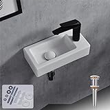 Davivy 14.5'' X 7.3'' Bathroom Corner Sink with Pop Up Drain and Installation Kit,Wall Mount Corner Sink,White Vessel Sink,Mini Bathroom Sink,Mini Rv Sink,Small Sinks for Tiny Bathrooms(No Faucet)