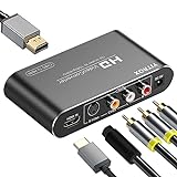 YITROX AV Svideo HDMI to HDMI Converter Upscaler, 3RCA CVBS AV Svideo R/L HDMI to HDMI Converter Scaler Support 1080P for Wii, PS2, PS3, Xbox 360, Blu ray Player, DVD and More