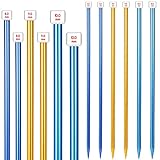 6 Pieces/ 3 Pairs Aluminum Straight Knitting Needles Set, 8 mm, 9 mm and 10 mm,14 Inch Single Point Knitting Needles, Color Extra Long Straight Sweater Needles for DIY Knitting Projects