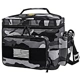 50 FIVE ONE NINE Tactical Lunch Bag for Men, Large Insulated Lunch Box with Shoulder Strap,Reusable Lunch Tote with Molle, Leakproof Meal Prep Cooler Bag for Work,Camping,Travel(Grey camo)
