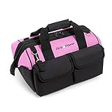 Pink Power Pink Tool Bag for Women -16' Tool Tote Bag w/ 22 Storage Pockets - Womens Small Tool Bag Ladies Tool Box for Hand Tools, Power Tool Kits & More - Womens Zipper Toolbag Tool Caddy Organizer