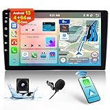4G+64G Android 13 Car Stereo Double Din Radio, 10.1 Inch IPS Touch Screen Car Stereo Wireless Apple Carplay Android Auto Car Radio Bluetooth GPS WiFi 32EQ DSP FM RDS SWC+Mic, AHD Backup Cam