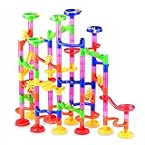 Gifts2U Marble Run Toy, 130Pcs Educational Construction Maze Block Toy Set with Glass Marbles for Kids and Parent-Child Game