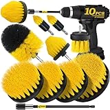 Holikme 10Pieces Drill Brush Attachments Set, Power Scrubber Brush with Extend Long Attachment，Scrub Brush，Shower Scrubber，Cleaning Supplies,Yellow
