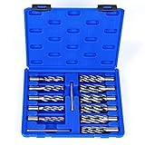 Annular Cutter Set 13pcs 3/4'Weldon Shank 2'Cutting Depth and 7/16 to 1-1/16 inch Cutting Diameter OSCARBIDE Mag Drill Bits for Magnetic Drill Press with 2pcs Pilot Pins