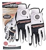 Copper Tech Women's Golf Gloves 2 Pieces Pack Worn ON Right Hand White/Black ONE Size FIT Most