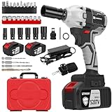 CANBRAKE 4 in 1 Cordless Impact Wrench,1/2 inch Impact Gun w/Max Torque 330 ft lbs (450N.m),21V High Torque Brushless 3300RPM Electric Impact Driver Kit,2 x 4.0Ah Battery,Charger & 35 Tool Accessories