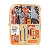 Black + Decker 23-Piece Kids Junior Tool Set Kids Pretend Play Tools Backpack, 23 Tools & Accessories, Hammer, Phillips Screwdriver, Saw, Pliers Adjustable Wrench & More! For Boys & Girls Ages 3+