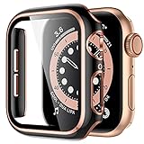 GEAK Hard Cover Compatible for Apple Watch Case 40mm with Screen Protector, Full Coverage Hard PC Cover with Rose Gold Edge Screen Protector for Women Men iWatch 40mm Series 6/5/4/SE Black/Rose Gold