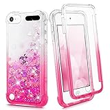 iPod Touch 7 6 5 Case, Ruky iPod Touch 7th 6th 5th Generation Full Body Glitter Case for Girls with Built in Screen Protector Shockproof Protective Girls Case (Gradient Pink)