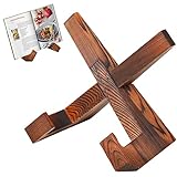 Fujinzhu Multipurpose Cookbook Display Stand - Wooden Book Holder Structurally Stable Book Stand Cookbook Holder Brown Farmhouse Recipe Book Holder Suit for Counter or Tabletop