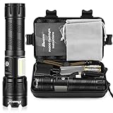 PHIXTON Flashlights Rechargeable LED High Lumens, Powerful 20000 Lumen Flashlight, High Power PHX90 Heavy Duty Red & White Flash Lights, Double Source, for Men Gift Emergency Hiking Work