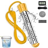 Lakkzoom Portable Immersion Water Heater,Electric Pool Water Heater for Above Ground Pool Bathtub,Anti-scalding Bucket Heater Camping Water Heater Heat 5 Gallons of Water in Minutes(Yellow)