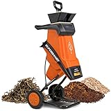 SuperHandy Wood Chipper Shredder Electric 1.5' (39mm) Max Wood Capacity 17:1 Reduction 15A 1800W 120VAC Dual Edge Blades for Fire Prevention & Firebreaks (Amazon Exclusive for USA)