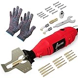 Complete Electric Chainsaw Sharpening Kit (5 Speed) - Includes 110V/180W Electric Chainsaw Chain Sharpener, 3 Sizes Diamond Sharpening Wheels, Angle Adjustment Guide and other Chainsaw Sharpening Tool
