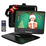 12' Portable DVD Player with 5-Hour Rechargeable Battery, 10.1' HD Swivel Display Screen, Support CD/DVD/SD Card/USB, Car Headrest Case, Car Charger, Last Memory Valentines