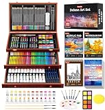 Soucolor Art Supplies, 192-Pack Deluxe Art Set Drawing Painting Supplies Art Kit with Acrylic Pad, Watercolor Pad, Sketch Book, Canvases, Acrylic Paint, Crayons, Pencils, Gifts for Artists Adults Kids
