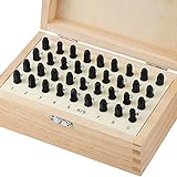 OCR 36Pcs 6mm 1/4 Inch Metal Alphabet and Number Stamp Kit Tools Set Stamp Punch Set Steel with Wood Box