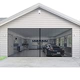 AURELIO TECH Magnetic Garage Door Screen for 2 Car 16x7 ft Double Garage Door Mesh Screen Curtain Cover Kit with Hook and Loop